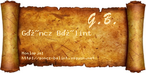 Göncz Bálint névjegykártya